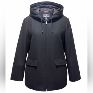 London Fog Wool Blend Hooded Coat